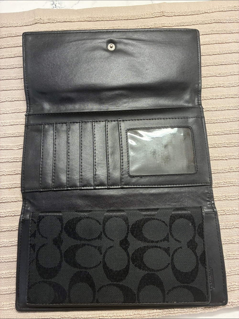 Coach Black Signature Continental Clutch Wallet - Picture 2 of 3